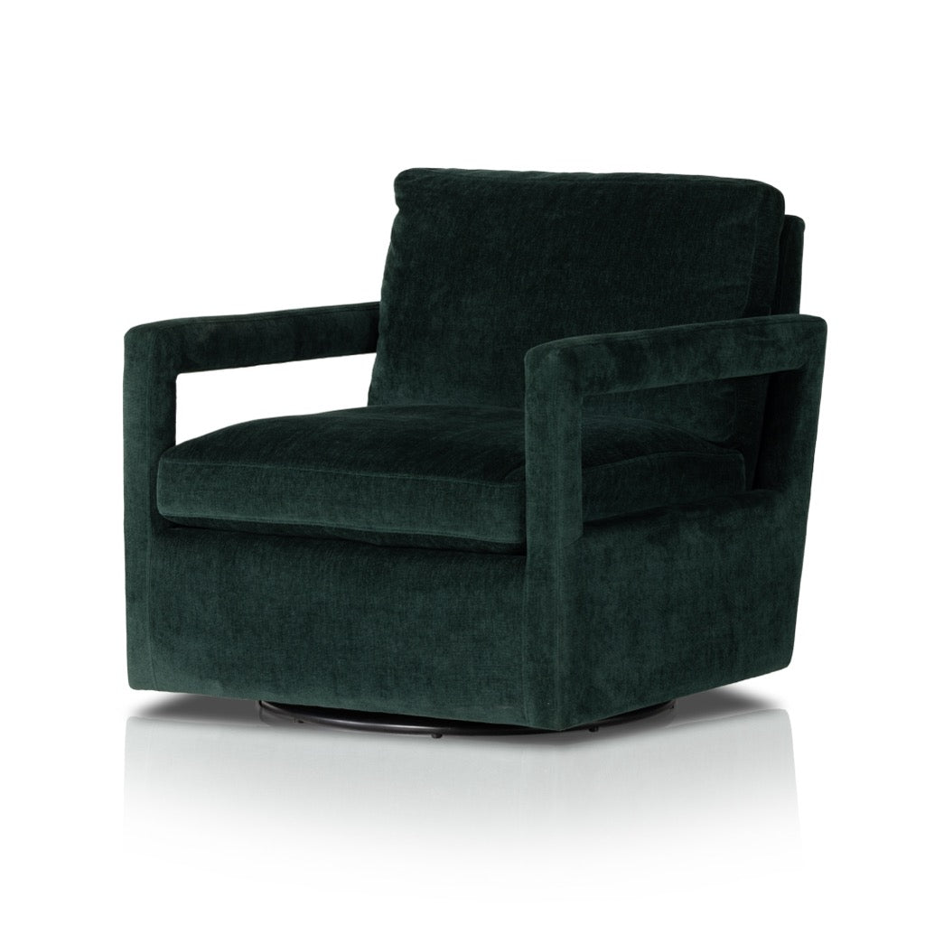 Olson Swivel Chair Emerald Worn Velvet