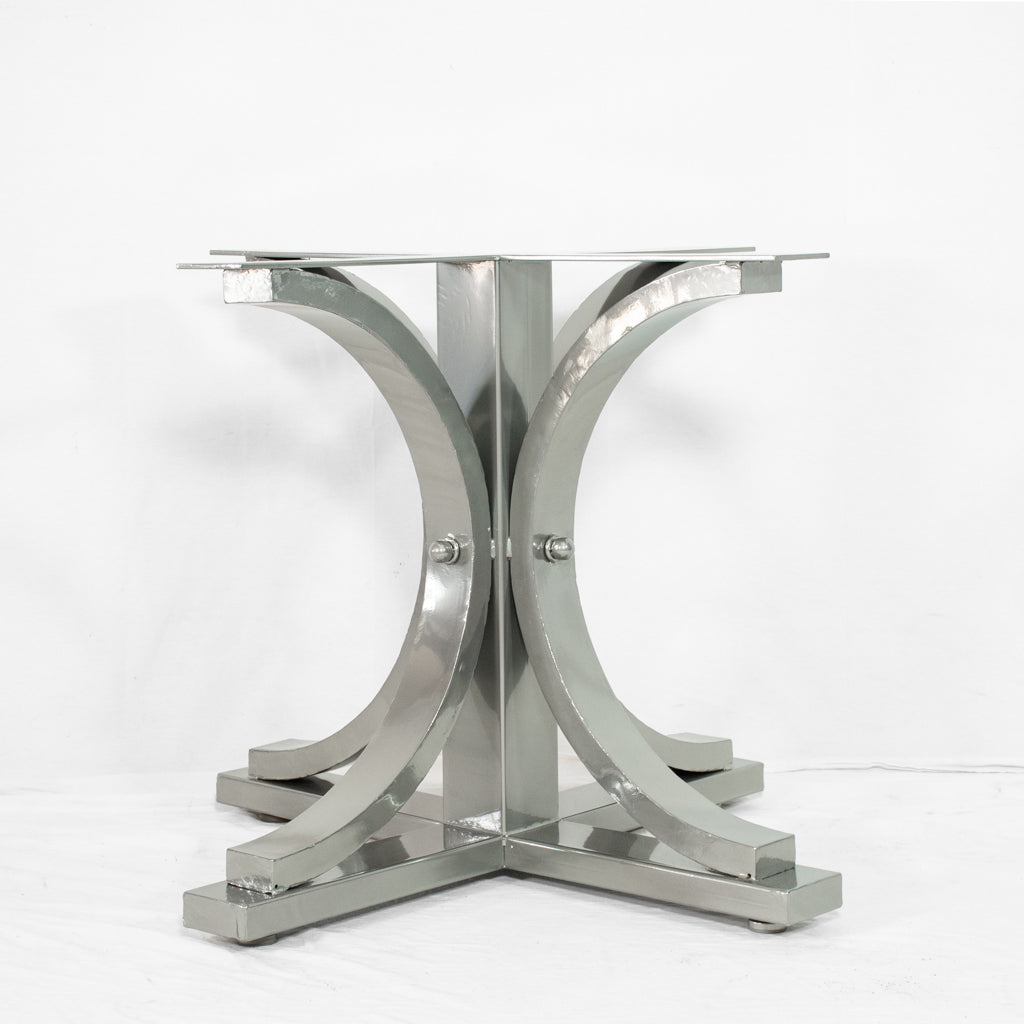 Pedestal high dining outlets table with chrome base