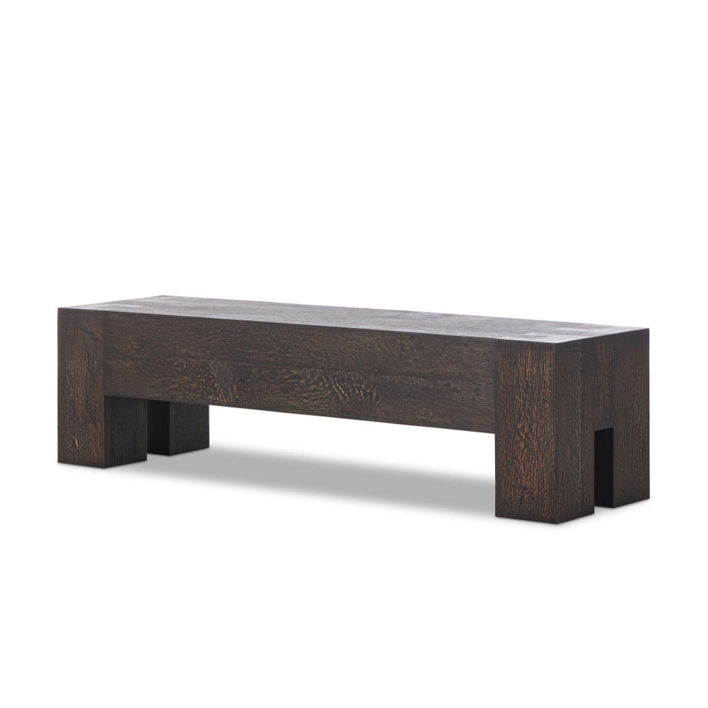 Abaso Accent Bench Ebony Rustic Wormwood Oak Angled View 239396-002