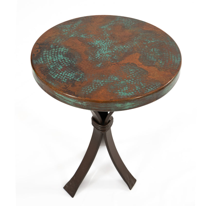 Arrow Copper Side Table - Verde Medley Patina - Front View