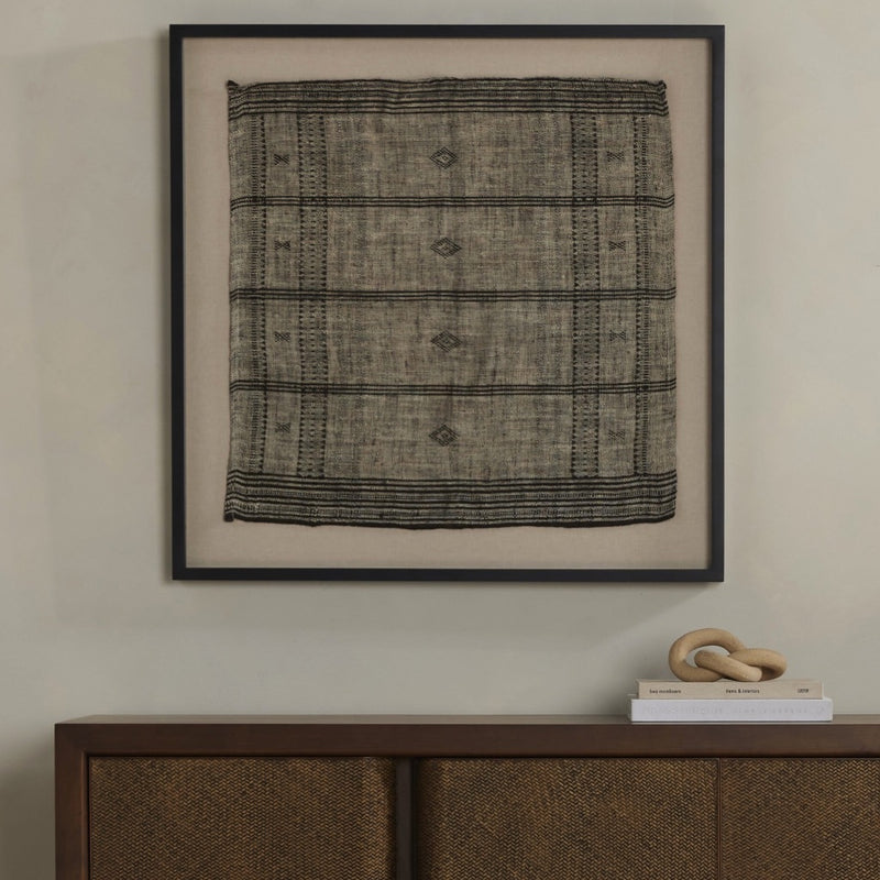 Bhujodi Textile 1 Mocha with Rustic Walnut Staged View 237522-003