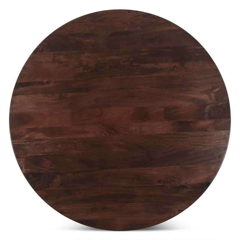 Bijou Round Dining Table Dark Sienna Top View FBU-RD54DS