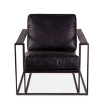 Home Trends & Design Bogart Accent Chair Ebony Black Leather Front Facing View