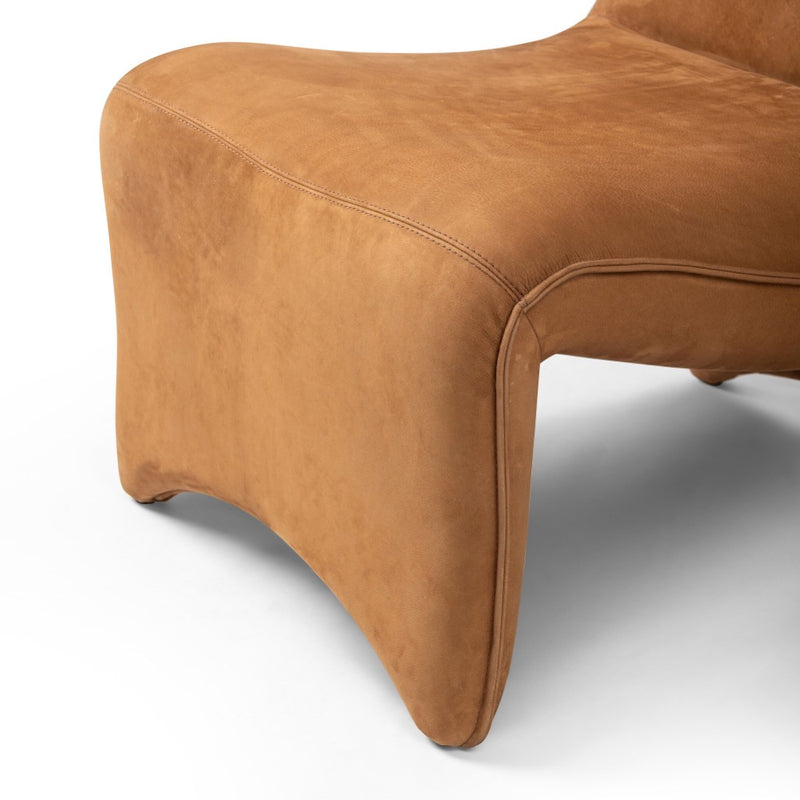 Four Hands Bridgette Chair Nubuck Cognac Top Grain Leather Base