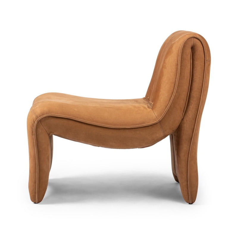 Four Hands Bridgette Chair Nubuck Cognac Side View