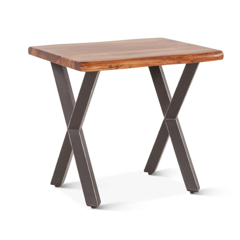 Home Trends & Design Brisbane Side Table Natural Sheesham Wood Angled View