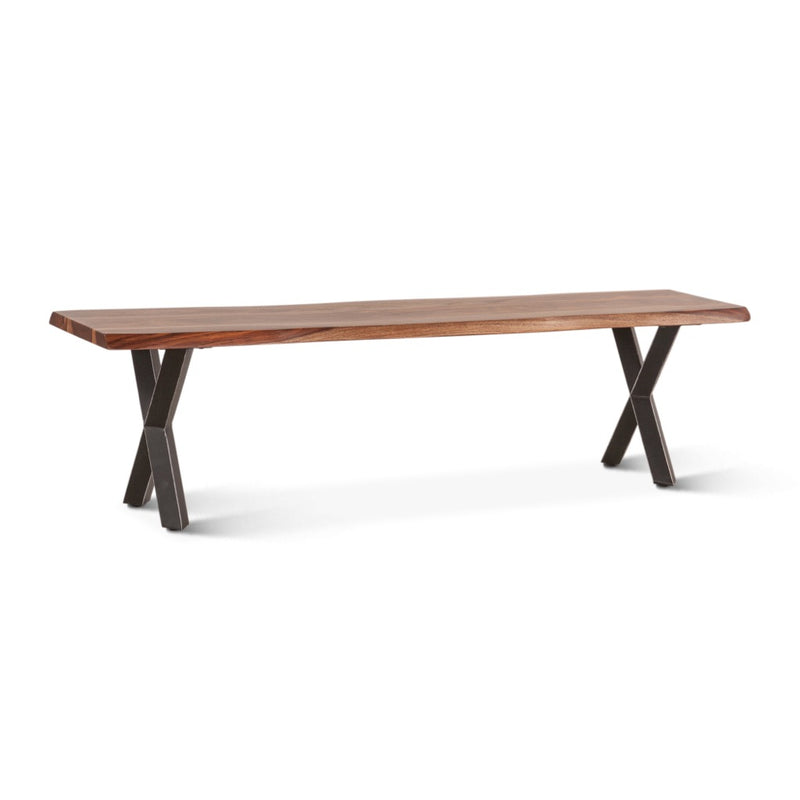 Brisbane Dining Bench Natural Sheesham Wood Angled View FBS-BN68NA