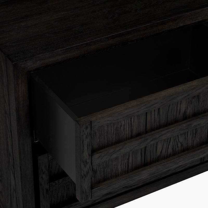 Co.House Designs Buddy Oak Nightstand Charcoal Open Drawers