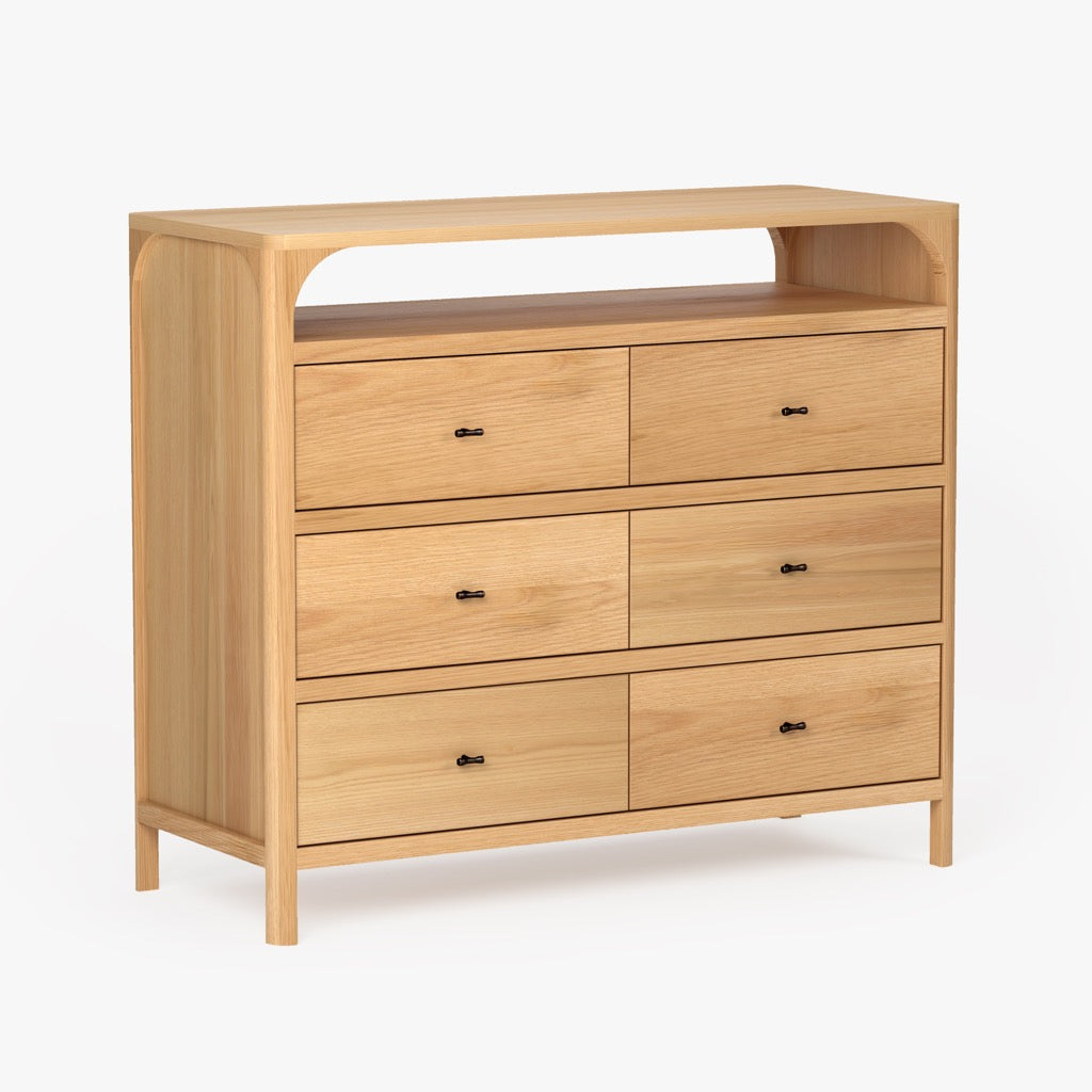 Cali 6 Drawer Oak Dresser Natural Angled View CH-1001659-VN13-FN-BD-DR-NT-OS