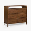 Cali 6 Drawer Oak Dresser Walnut Angled View CH-1001878-VN13-FN-BD-DR-WT-OS