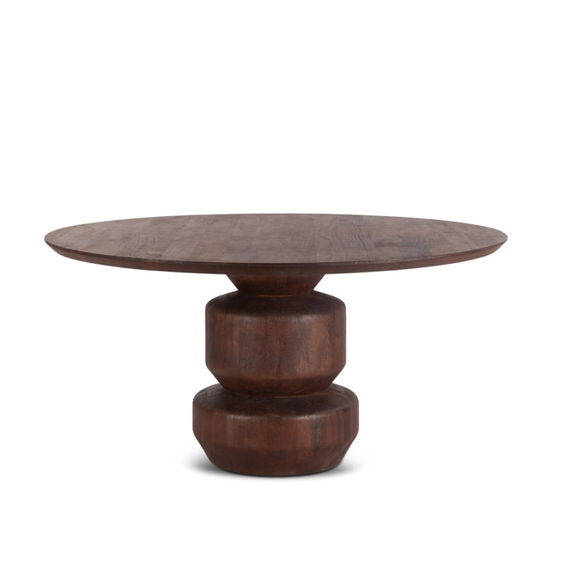 Home Trends & Design Cambridge Round Dining Table Walnut Mango Wood Front Facing View