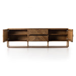 Four Hands Caspian Media Console open drawer view