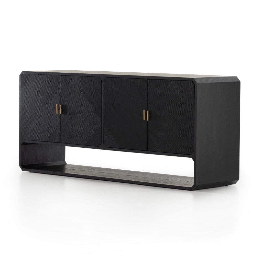 Caspian Sideboard Black Ash Veneer Angled View 231265-002