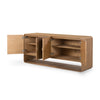 Caspian Sideboard Natural Ash Veneer Angled View Open Cabinet Doors Four Hands