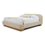 American Leather Castiel Bed Marise Parchment Angled View with Bedding