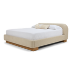 American Leather Castiel Bed Marise Parchment Angled View with Bedding