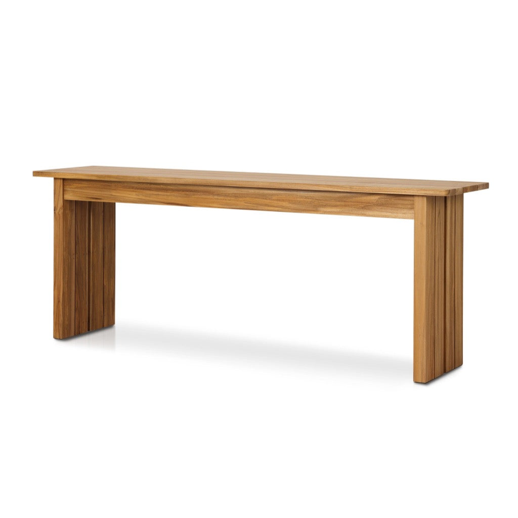 Chapman Outdoor Console Table Natural Teak-FSC Angled View 241699-001