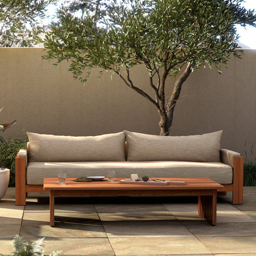 Chapman Outdoor Sofa Casa Cream Staged Front Facing View Four Hands