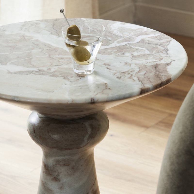 Connie End Table Sawar Marble Staged View Tabletop 246641-001