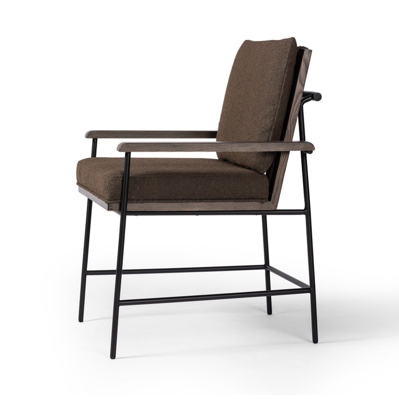 Crete Dining Armchair FIQA Boucle Cocoa Side Angled View 236330-002