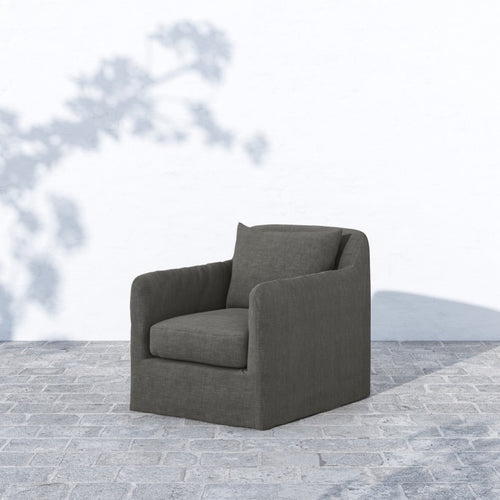 Dade Outdoor Slipcover Swivel Chair Charcoal Staged View 223196-004