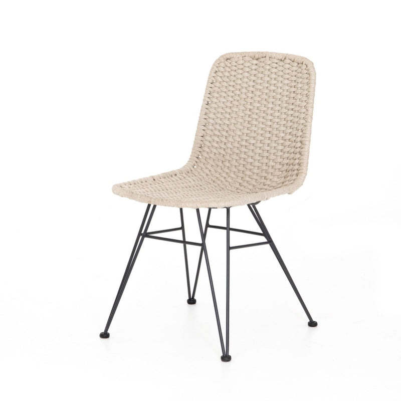 Dema Outdoor Dining Chair Natural Rope Angled View JLAN-220A