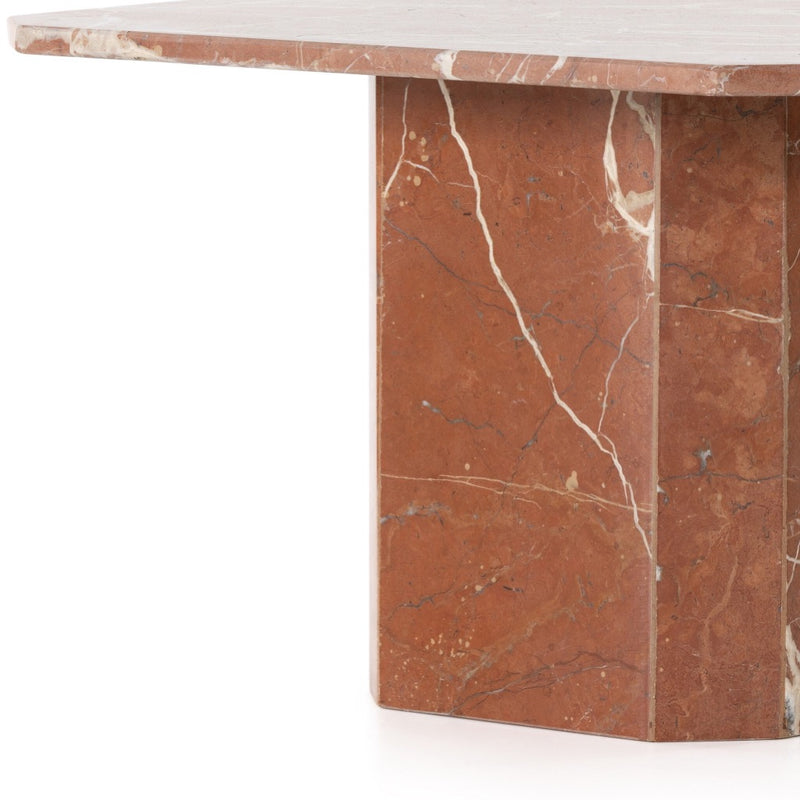 Four Hands Edina Coffee Table Rusty Marble Veined Base