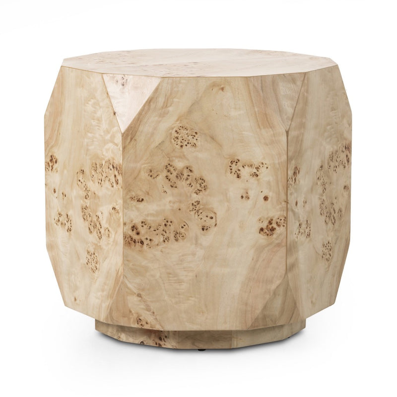 Four Hands Elena End Table Light Burl Side View