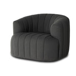 Four Hands Elliana Swivel Chair FIQA Boucle Charcoal Angled View