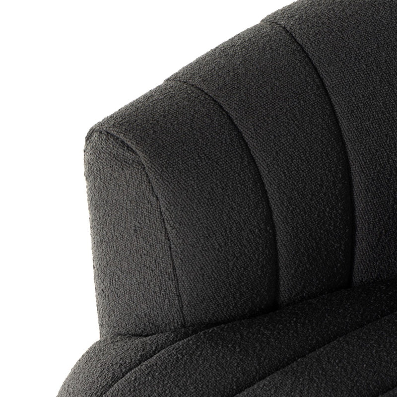 Elliana Swivel Chair FIQA Boucle Charcoal Channeled Armrest 235243-006