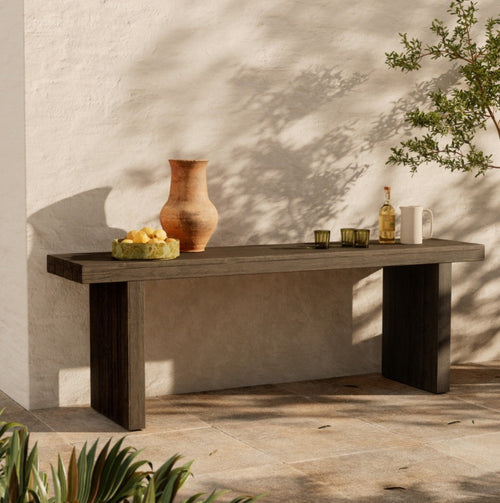 Encino Outdoor Console Table Stained Heritage Brown-FSC Staged View 241701-001