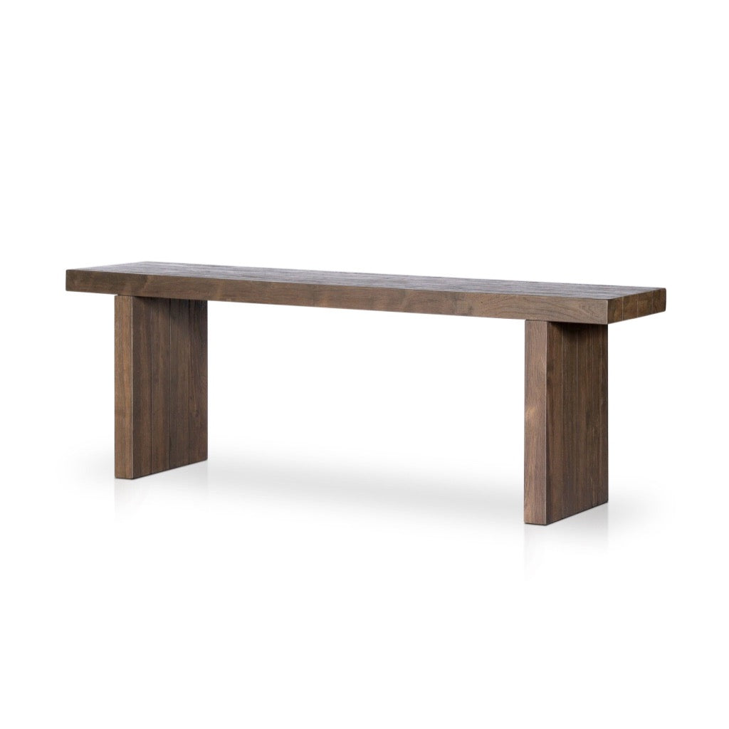 Encino Outdoor Console Table Stained Heritage Brown-FSC Angled View Four Hands