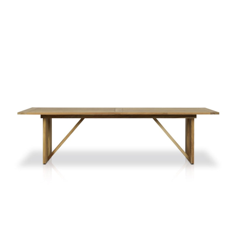 Four Hands Enders Outdoor Dining Table Natural Teak-FSC Front Facing View