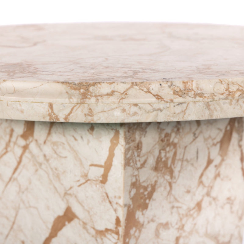 Four Hands Eslo End Table Desert Taupe Marble Rounded Edge