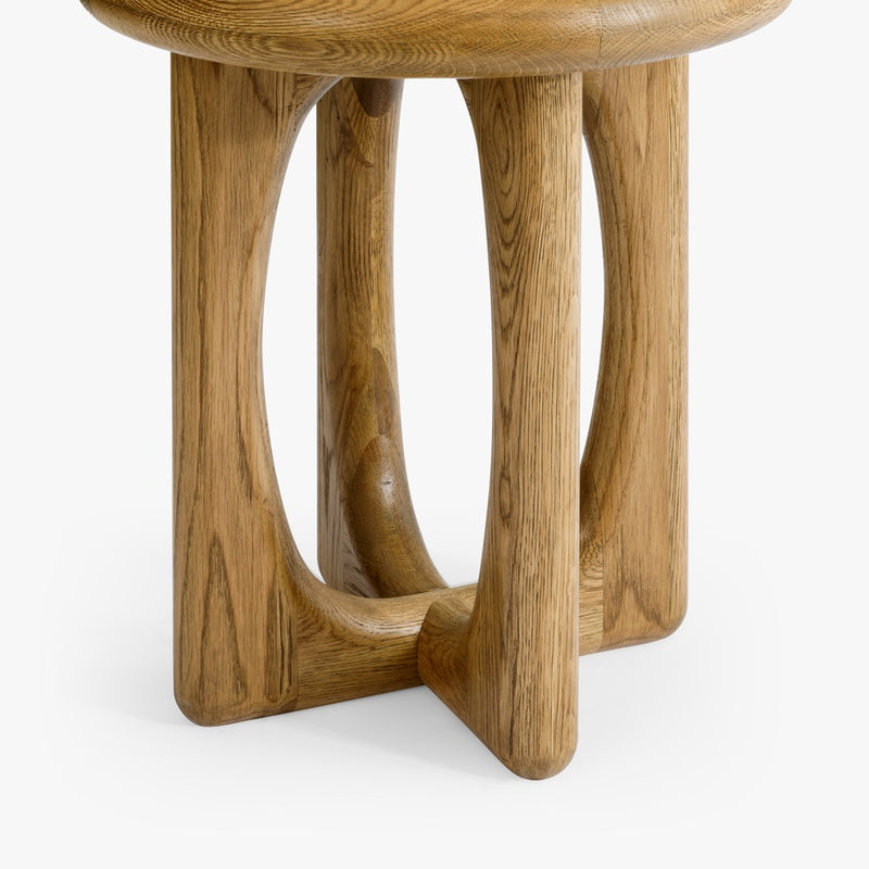 Eva Oak Side Table Natural Sculptural Base CH-1002300-VN14-FN-LV-ST-NT-OS