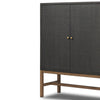 Four Hands Fiona Bar Cabinet Russet Mahogany Woven Raffia Doors