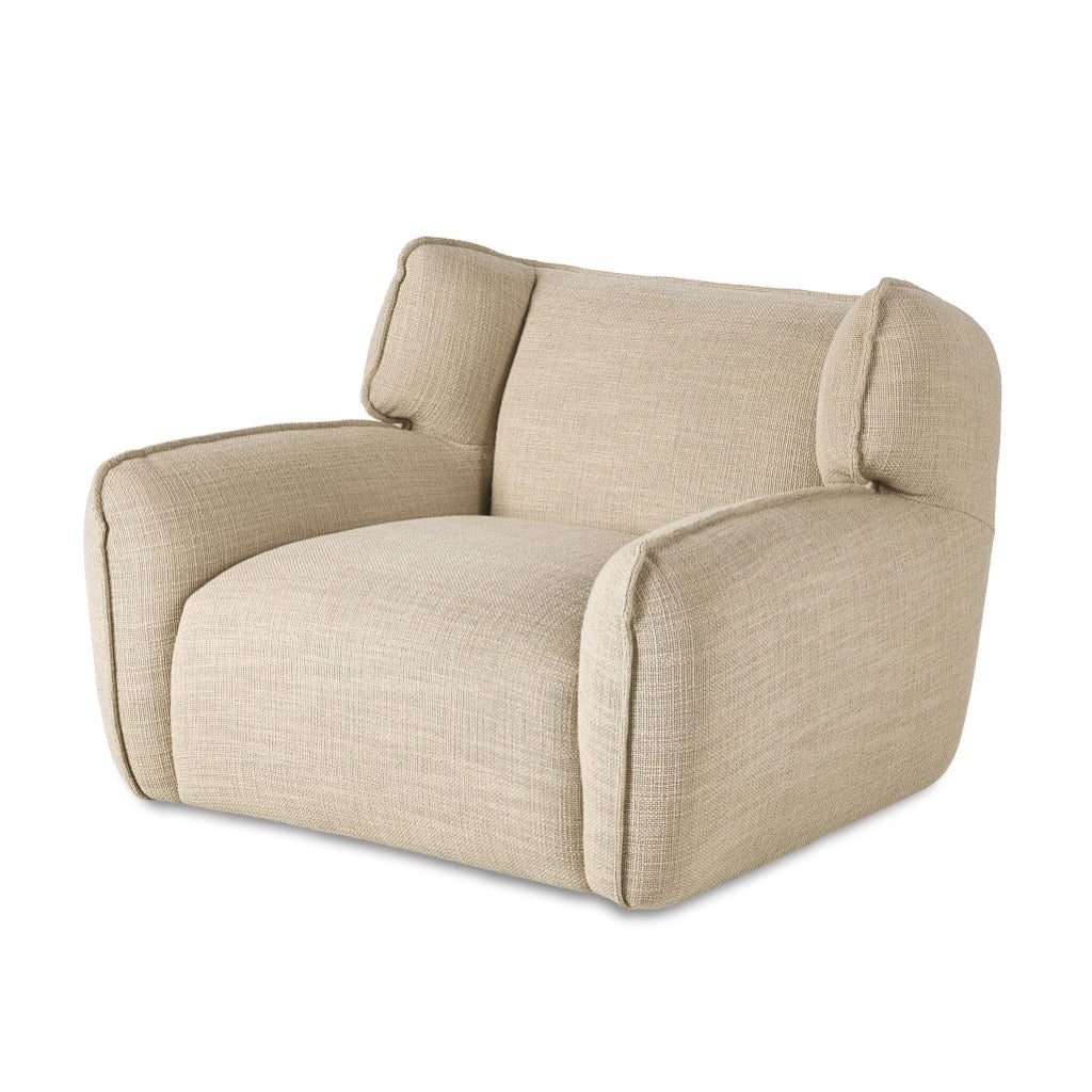 Garland Swivel Chair Saxon Sand angled View Four Hands