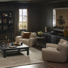 Four Hands Garland Swivel Chair Saxon Sand Staged View Living Room