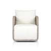 Geneva Outdoor Swivel Chair Vintage White Front Facing View Four Hands