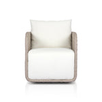 Geneva Outdoor Swivel Chair Vintage White Front Facing View Four Hands