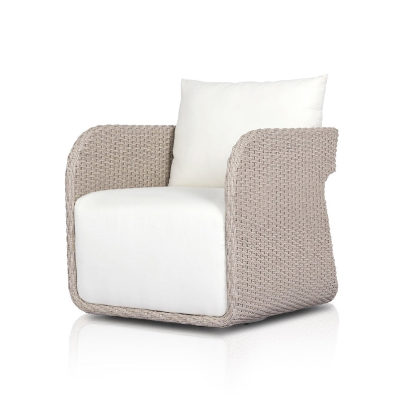 Geneva Outdoor Swivel Chair Vintage White Angled View 233645-009