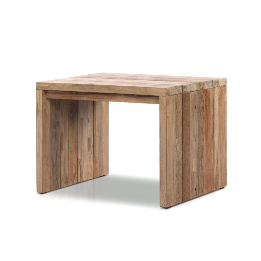 Gilroy Outdoor End Table Reclaimed Natural-FSC Angled View 235122-001