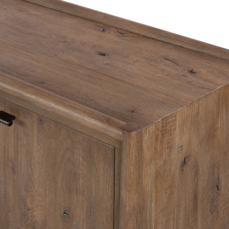 Four Hands Glenview 6 Door Sideboard Weathered Oak Veneer Corner Detail