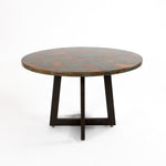 Graysill Round Copper Dining Table - Verde Medley Copper - Burnt Coconut Base - Side View