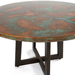 Graysill Round Copper Dining Table - Verde Medley Copper - Burnt Coconut Base - Detail View