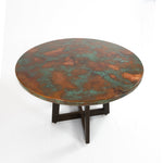 Graysill Round Copper Dining Table - Verde Medley Copper - Burnt Coconut Base - Top View