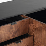 Co.House Designs Gregory Burl Buffet Dark Brown Open Drawers