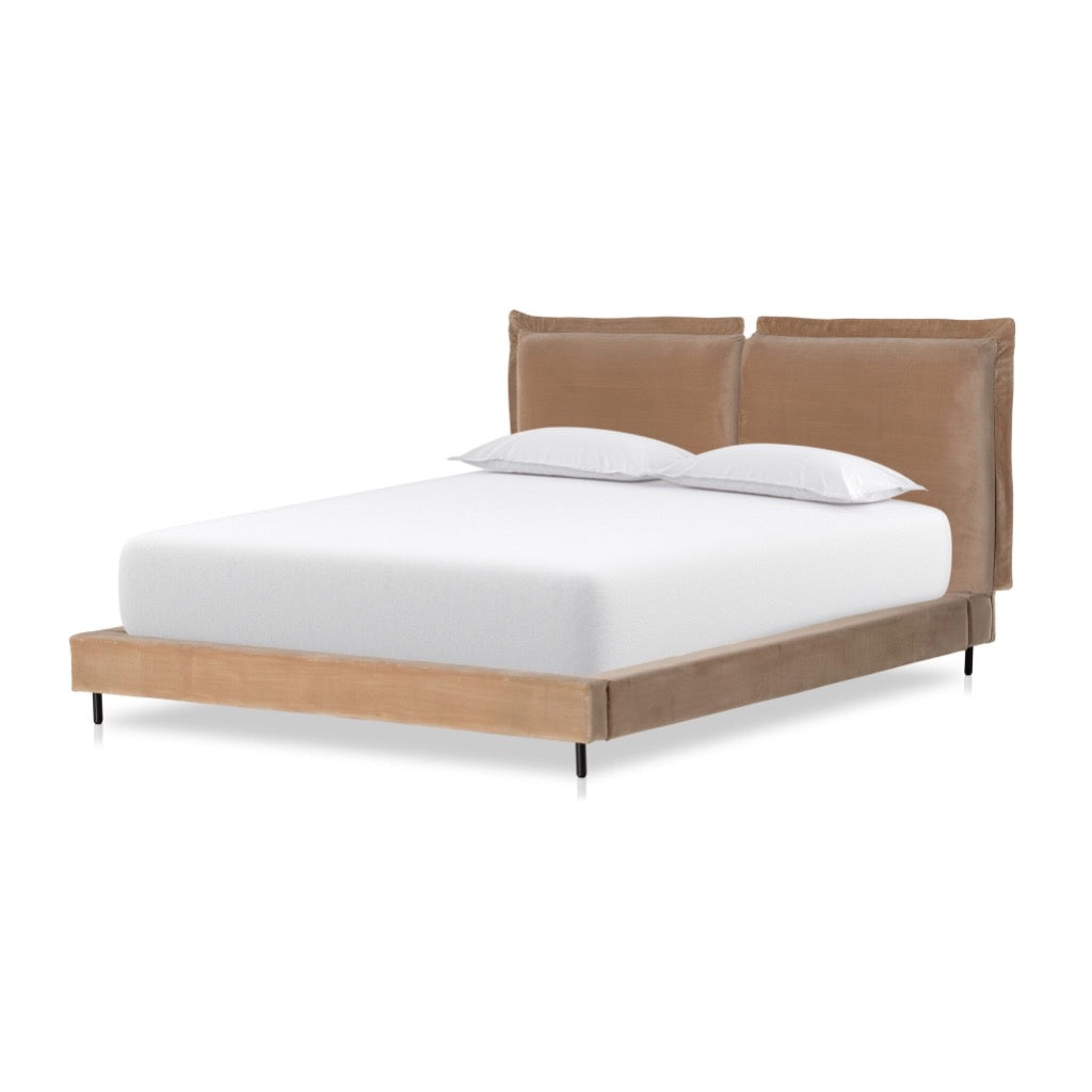 Inwood Bed Surrey Taupe Angled View Four Hands