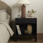 Isador Nightstand Black Wash Poplar Staged View 239730-002