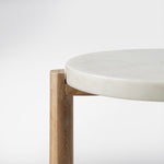 Jarett Drink Table White Marble Natural Oak Base co.house Designs